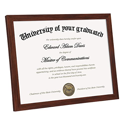 Image of upsimples Certificate Frame, 8.5 by 11 Glass Diploma Frames, 5 Pcs Mahogany (Pack of 2)