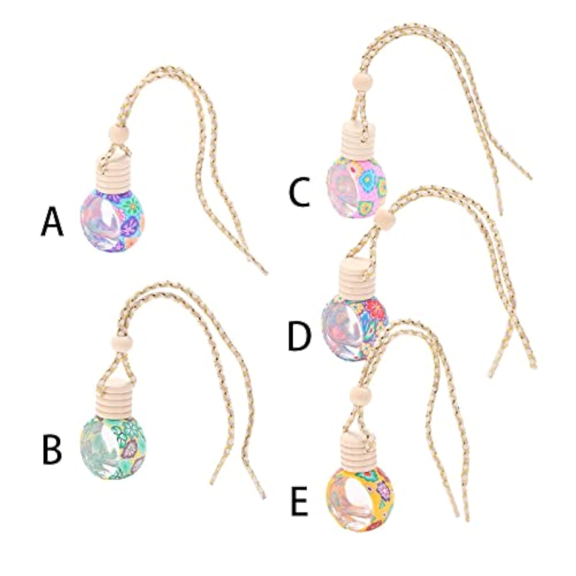 10x Empty Glass Charm Essential Oil Bottle Holder, 10ml