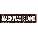 Mackinac Island Metal Sign - Rustic Michigan Wall Decor - 16x4 Inch Vintage Style Lake House Art for Cabin or Cottage
