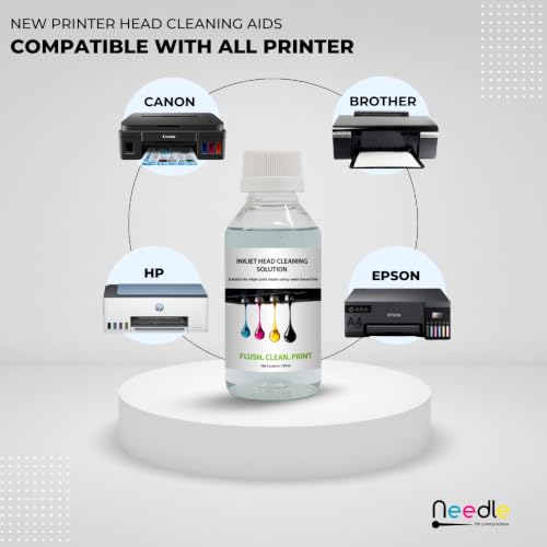 Image of Needle Printer Head Cleaner Solution 100ML | Universal Inkjet Print head Cleaning Fluid | For Ink Tank And Thermal Head Printers | Compatible With Epson, Canon, HP & Brother Printers | Made In India |