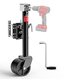 FZZD 2000lbs Trailer Jack with Dual Wheel, 20-24V Cordless Drill Compatible, 12' Lift, for RV Boat，Black