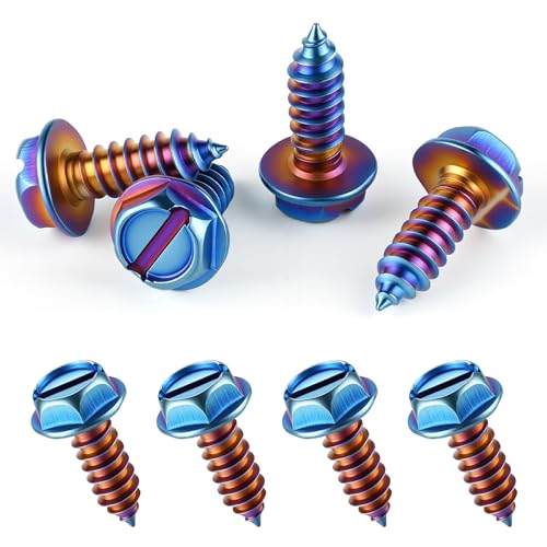 Image of LivTee Burnt Titanium License Plate Screws, 8-Piece Premium Stainless Steel Self-Tapping Bolts for Cars and Trucks