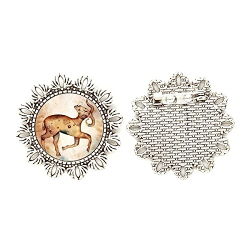 Broche gancho pin de Aries constelación zodiaco plata flor para ropa y accesorios