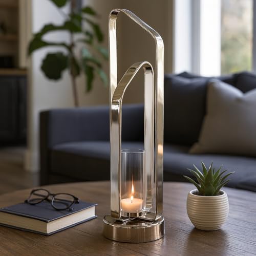 Decorative Metal and Glass Candle Holder Hurricane - Stylish Home