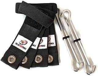 ソーラーステークス – アンカーポータブルソーラーパネル シームレスアドオン付き フック/ループとゴム付き高耐久ストラップ 7インチアルミ杭 風の転倒防止 (クワッドキックスタンドポータブルソーラーパネル)