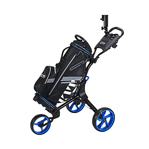 Image of KVV 3 Wheel Golf Push Cart Ultra Lightweight Smallest Folding Size, New-Version Scorecard Holder