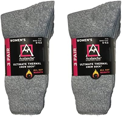 GenericAvalanche Women's Ultimate Thermal Crew Socks 6 pairs - Light Blue & Gray, 1526058