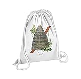 100% coton Fabulous Sac de Gym en Coton Blanc Collage Altitude et Végétation Planche Botanique Illustration Ancienne 12 Litres