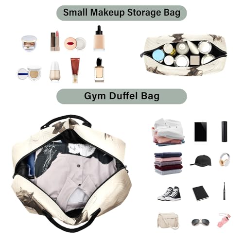 Large Travel Duffel Bag, Horse and Cowboy Sports Tote Gym Bag, Shoulder Weekender Overnight Bag for Women Men, Carry On Luggage with Toiletry Bags4