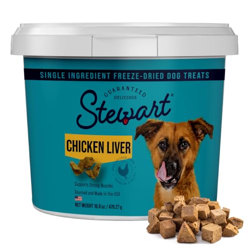 Stewart Freeze Dried Dog Treats 100% Chicken Liver 16.8 oz Tub