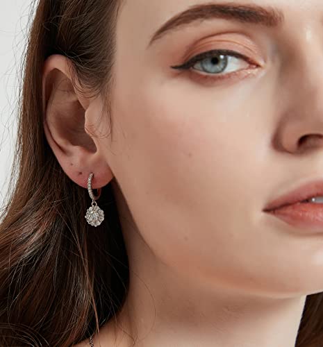 Diamond Earrings For Women, Hoop Earrings, 1Ct-3Ct Moissanite Earrings, Gifts For Wife Mom Girlfriend, Anniversary Jewelry Present For Wife, Birthday Valentines Gifts, 18K White Gold Plated Silver ( 1.0 Carats 0.5 Ct Each ) #TOP5