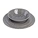 Gibson Home Mauna Melamine Plastic Dinnerware Set, Service for 4 (12pcs), Grey Rustic