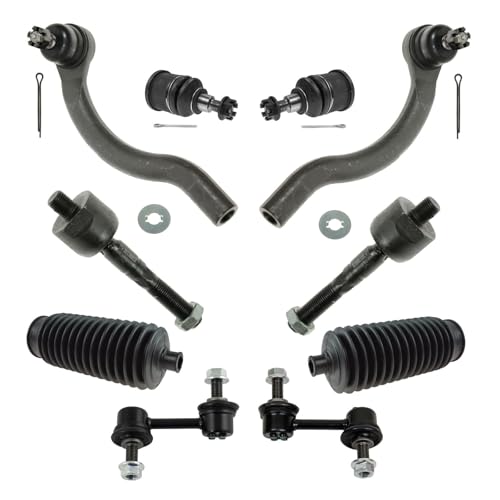 TRQ Front Steering and Suspension Kit Tie Rods Ball Joints Sway Bar Links Rack and Pinion Bellows Compatible with 2003-2007 Honda Accord