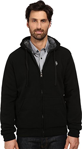 U.S. Polo Assn. Men's Sherpa Lined Fleece Hoodie, Black, X-Large