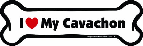 Imagine This Company I Love My Breed Bone Shaped Pet Magnet; Removable Magnets for Cars, Fridges, Lockers & More, Stylish Pet Inspired Car Accessories, 2 x 7 inches, 1 Item, White/Black, Cavachon