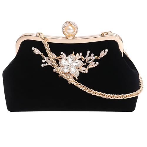 Sac soirée femme avec cristaux brillants pochette élégante tissu pelucheux