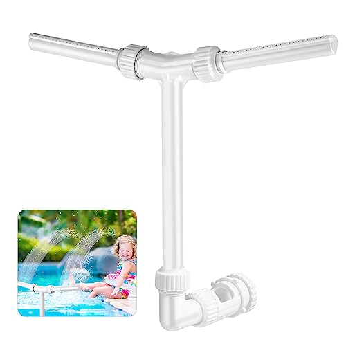 Fontana per Piscina, Fontana d'Acqua Regolabile Doppio Getto Fontana per Piscina a Cascata con Adattatore per Piscine Interrate e Fuori Terra da Esterno per Irrigatori di Ritorno da 3,8/5,6 cm