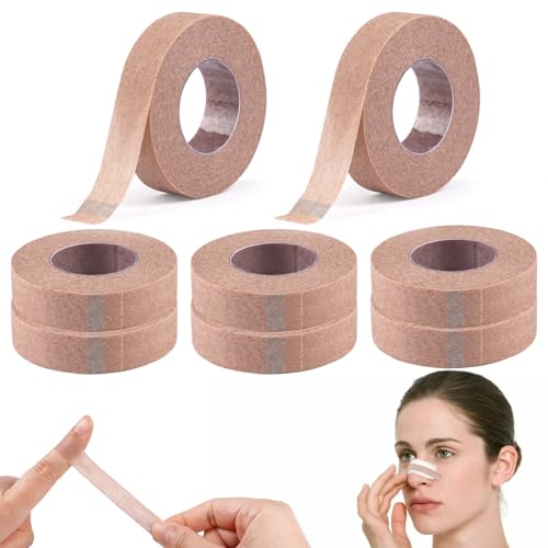 8 Rollos Cinta de Microporos Quirúrgica, 1,25 cm x 9,1 m Cintas de Piel Flexible, Esparadrapo no Tejido Micropore, Transpirable y Suave para la Piel, Ideal para el Deporte y Extensiones de Pestañas