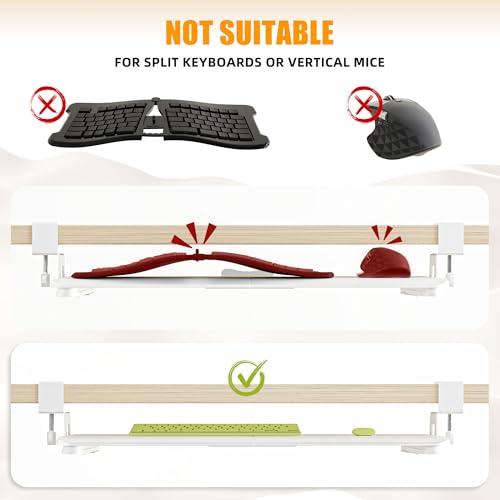 Image of ERGOMAKER Keyboard Tray Under Desk 65x30cm Slide-Out for Typing, White