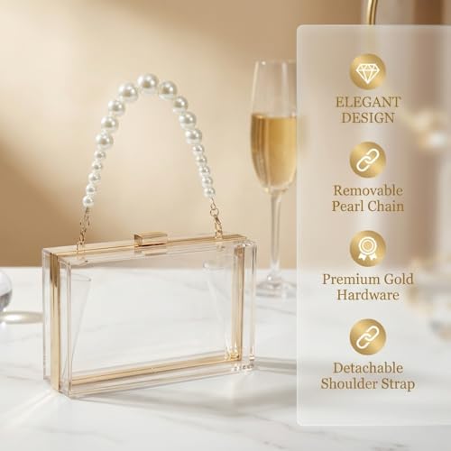 Image of Ladies Clear Acrylic Moon and Star Rhinestone Chain Bag Sparkly Transparant Clutch Purse for Women Evening