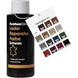 Furniture Clinic Leder-Reparaturfarbe 50 ml (Schwarz) – 2-in-1 Lederfarbe & Versiegelung für Möbel, Autositze, Taschen & Kleidung – Beseitigt Kratzer, Risse & Farbverlust bei glattem Echtleder