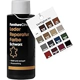 Furniture Clinic Leder-Reparaturfarbe 50 ml (Schwarz) – 2-in-1 Lederfarbe & Versiegelung für Möbel, Autositze, Taschen & Kleidung – Beseitigt Kratzer, Risse & Farbverlust bei glattem Echtleder