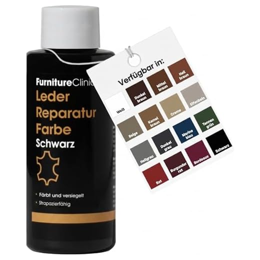 Furniture Clinic Leder-Reparaturfarbe 50 ml (Schwarz) – 2-in-1 Lederfarbe & Versiegelung für Möbel, Autositze, Taschen & Kleidung – Beseitigt Kratzer, Risse & Farbverlust bei glattem Echtleder