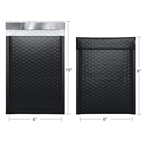 Gssusa Padded Poly Mailers 6X10 Inches Bubble Mailer Envelopes Small Packaging Mailing Envelope Bags Shipping Bag Bulk Pack Self Seal Package Mail Packing Business Supplies, Black 25-Pack #TOP2