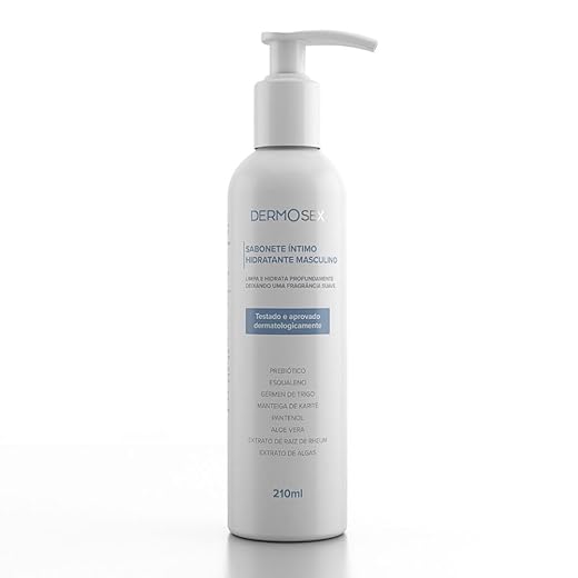 Sabonete íntimo Hidratante Masculino Dermosex 210ml Limpeza eficaz e Hidratação prolongada com Prebióticos