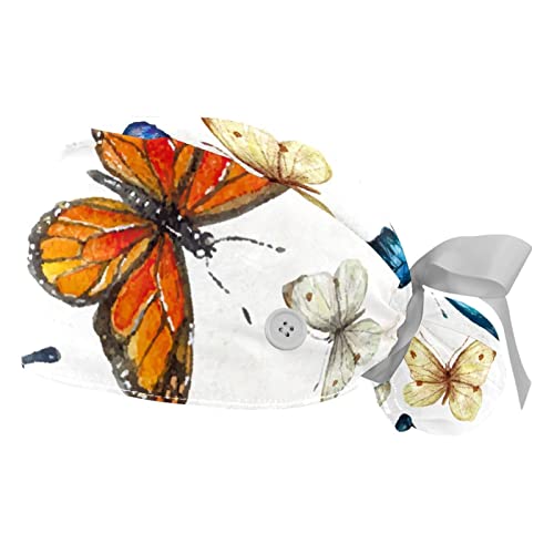 Chapeaux bouffants JDEZ imprimé aquarelle ajustables pour hommes et femmes en lot de 2