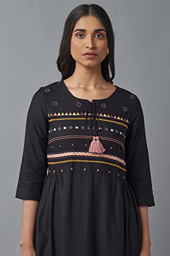 Image of W for Woman Women's A-Line Embroidered Below The Knee Dress