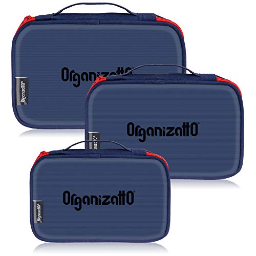 Shany Organizatto Organizer 3-In-1 Set - Three Portable Zipper Cloth Handbags With Clear Pvc Opening In Navy Blue - 3 Pc #TOP2