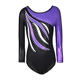 Brightup Leotards für Mädchen, Gymnastik Trikots Sleeveless Ballett Shining Dance Wear (9-10 Jahre, V1)