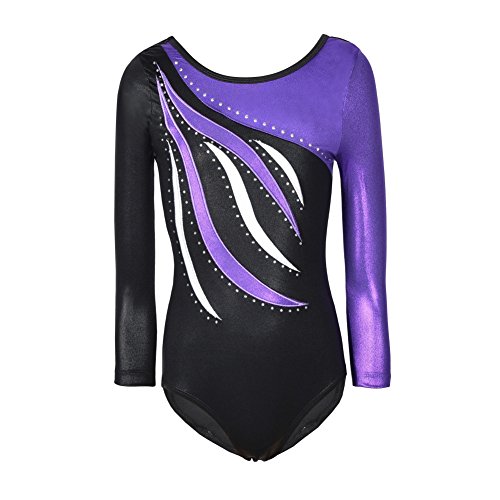 Moresave Maillots de manga larga para niñas, con diseño de arco iris, ropa de gimnasia