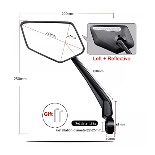 Bike Mirror Left Position [1Pc] Bike Mirrors Handlebar Rearview Mirror Multifunction Bicycle Mirror Reflective Anti-Shake 360° Rotatable Shockproof Safe Cycling Adjustable Multi-Angle Bicycle Mirrors #TOP1