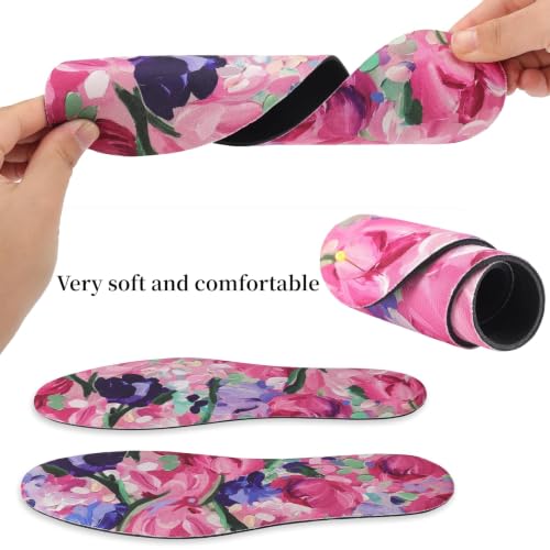 Image of 3 Pair Women No Show Socks Anti-Odor Sockless Shoe Insert Size 9-13 | Thin Shoe Insoles,Breathable,Comfort Barefoot Shoe Liner,Machine Washable,Moisture Control,Cute,Everyday Insole,Floral Print