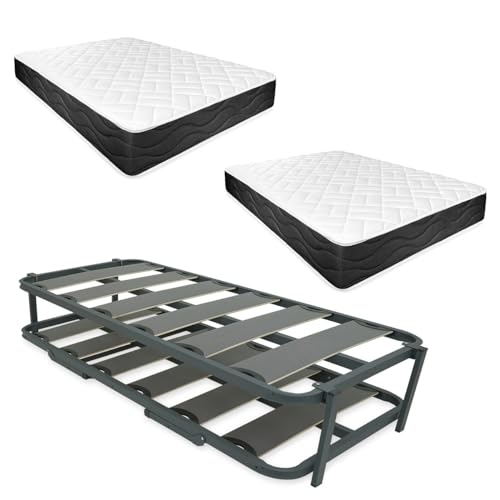 Somnia Descanso - Cama Completa con 2 Colchones Bombay (Cara Invierno/Verano) + Cama Nido Reforzada, 90 x 190