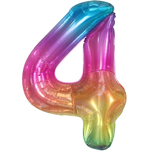 Image of KatchOn Giant Rainbow 4 Balloon Number - 40 Inch | Number 4 Balloons