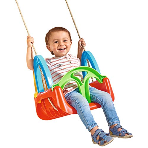 Simba 107174109 - 3 in 1 Schaukel, Seil vormontiert, Schaukelhöhe ca. 120cm, Sitzbreite 28cm, Gelb/Blau/Rot/Grün – Bild 3