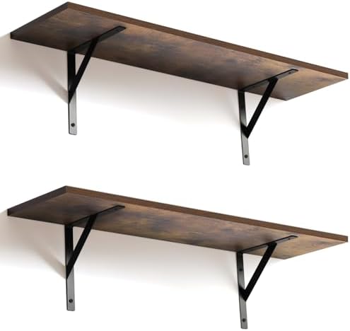 Heavy Duty Long Wall Shelves Set of 2, Floating Shelves Wall Moun...