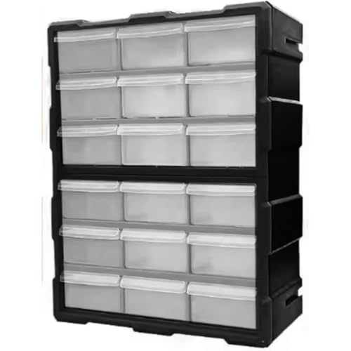 収納ボックス 引き出し式部品収納ボックス ねじ小金物工具部品材料分類収納ボックス Tufduzo 長方形仕切りボックス多機能壁掛け可能小玩具小サンプルねじオフィス文具DIY部品ボックスプラスチックボックス収納ボックス (18小さな引き出し)