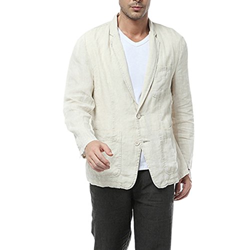 Men’s 100% Linen Single Breasted Suit Jacket for Summer Beach Wedding Groomsmen Suits or Casual Outfits3