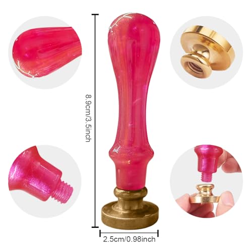 Tampon de cire mariage en laiton avec poignée ABS rouge - 3
