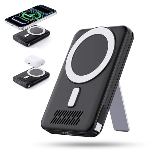 2026 Latest Wireless Power Bank, 12800mAh Portable Charger with Built in Cables, LED Display Magnetic Battery Pack Travel Essentials for iPhone 17/16/15/14/13/12/Pro/Mini/Pro Max Andriod (Black)