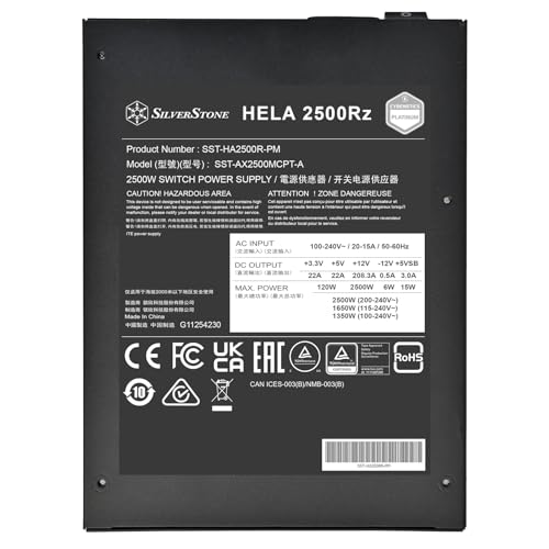 Image of SilverStone Technology HELA 1650R Platinum Cybenetics Platinum 1650W PCIe Gen5 / ATX 3.1 Power Supply, SST-HA1650R-PM