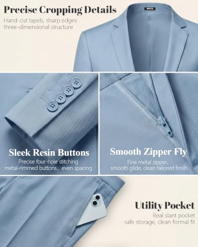 Image of MY'S Men's 2 Piece Slim Fit Suit, One Button Jacket Pants Set with Tie