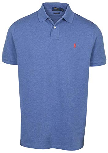 Image of Polo RL Men's Custom Slim Fit Mesh Pony Shirt (X-Large, Blue)