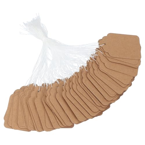 Étiquettes de prix marron 5,5x3,5 cm avec cordon élastique pour vêtements | Lot de 200