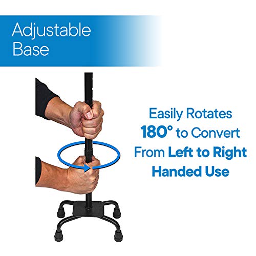 RMS Quad Cane Adjustable Walking Cane with 4Pronged Base for Extra