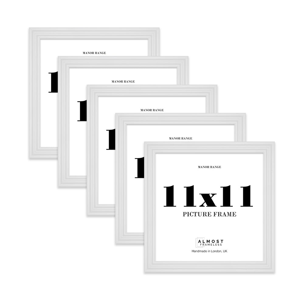 11x11 Picture Frame, Display 11x11 Pictures (27.9 x 27.9cm) - Ice White Distinctive 42mm Edge Antique-Inspired Home Accessories - 5 Pack
